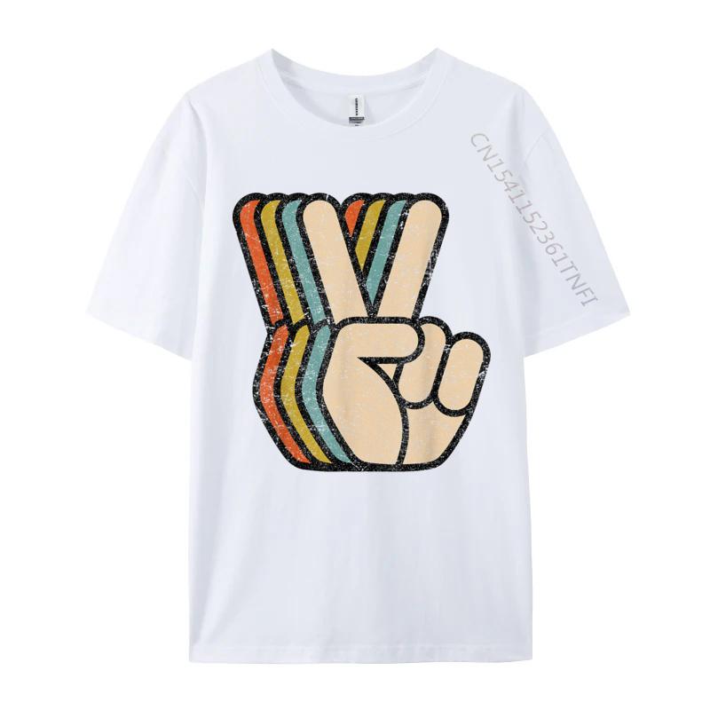 Retro Peace Sign V Fingers Vintage Prevalent Young T Shirts Customized Tees Pure Cotton O-Neck Design Sweatshirts