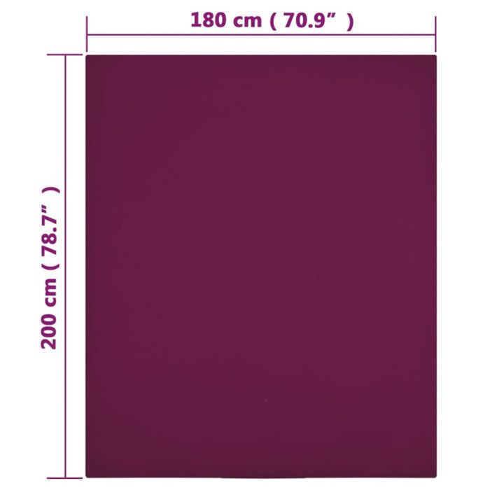 136258 vidaXL Drap-housse Jersey Bordeaux 180x200 cm Coton