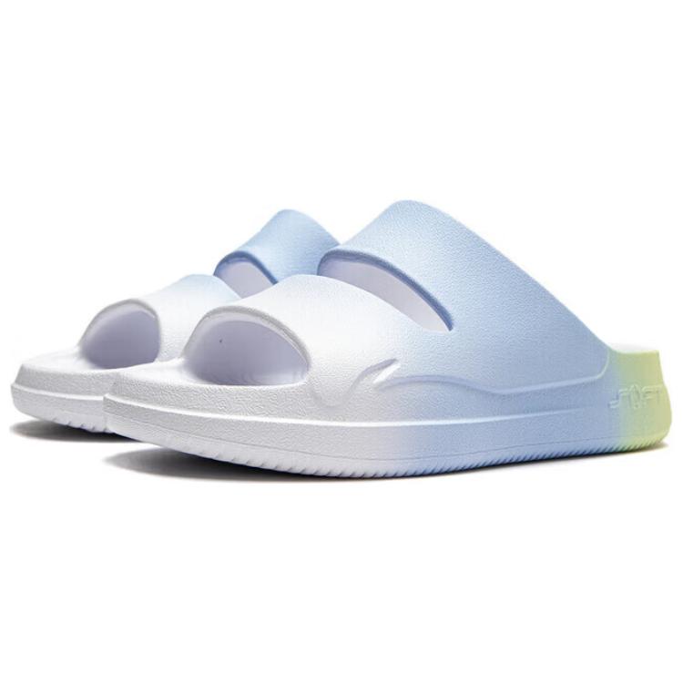 Li Ning Soft Clap Comfortable Wear-Resistant Thick Sole Height-Increasing Non-Slip Slide Sandals Unisex Footwear White Blue AGAU005-6