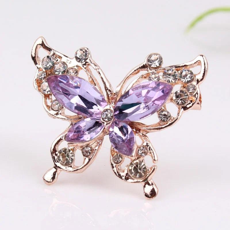 Elegant Jewelry Blue Color Butterfly Brooches For Women Rhinestone Painted Brooch Vintage Pin Alloy Corsage Ladies Wedding Gifts