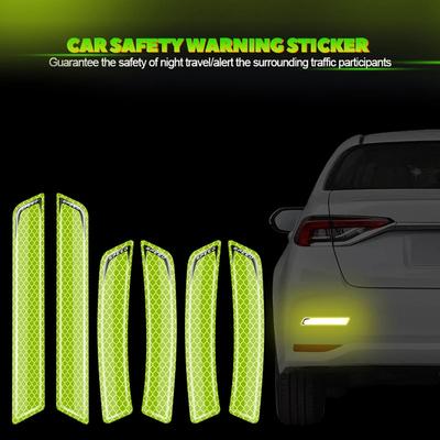 6Pcs Car Safety Warning Sticker Mark Car Reflective Stickers Tape Bumper Reflective Strips Exterior Accessories Universal