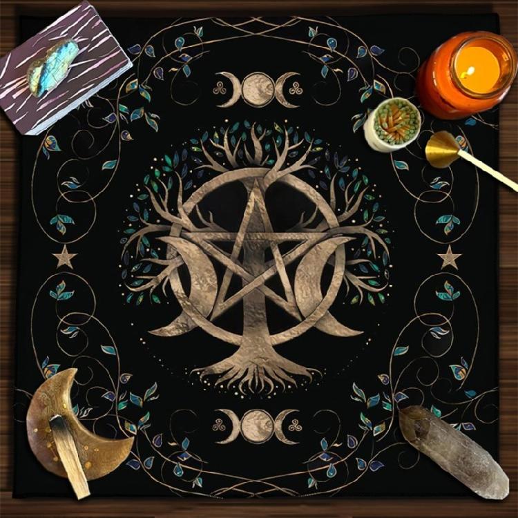 Pentagrams Pattern Tarot Card Tablecloth Altars Cloth Divinations Tapestry