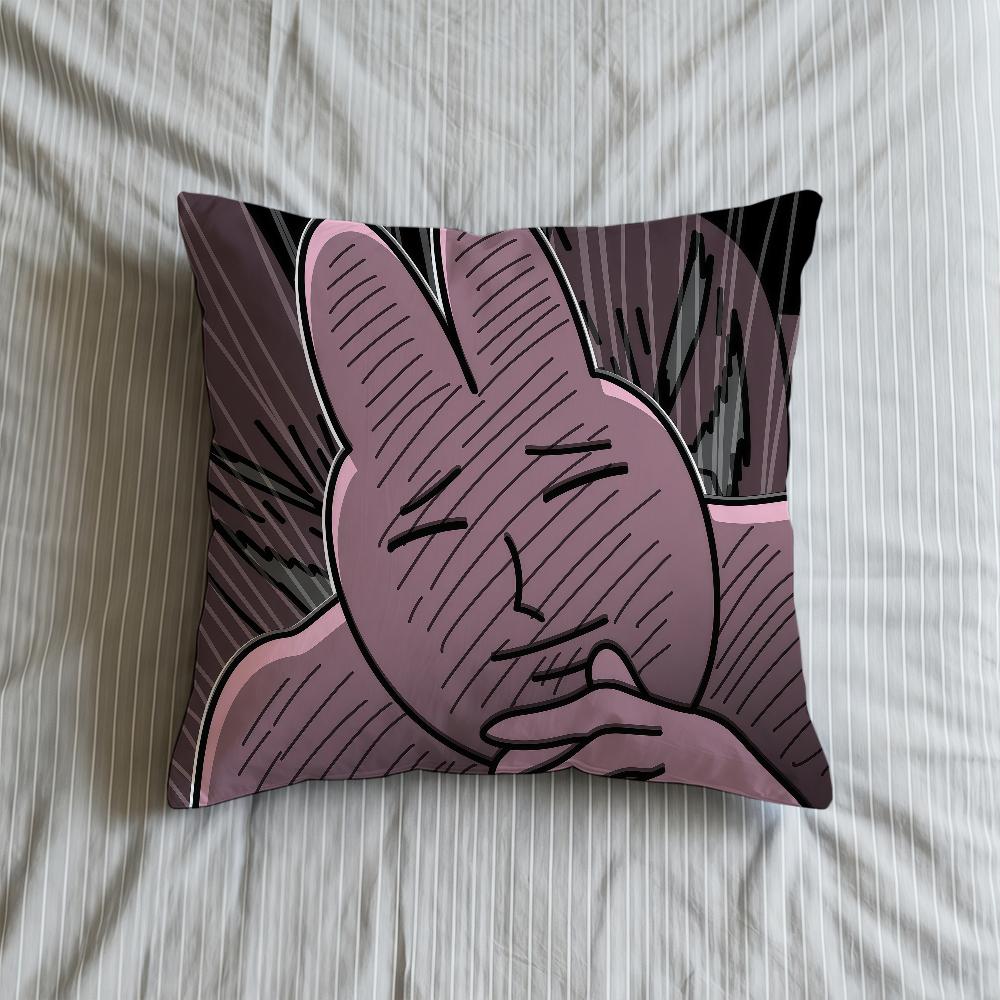 My F-Friend Pink Rabbit Cartoon Cushion Cover Square Decorative Throw Pillow Case Sofa Bed Living Room Birthday Anniversary