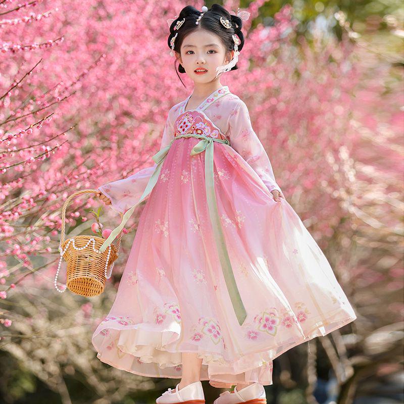 2026 Exquisite Tang Dynasty Style Hanfu: Girls' Super Fairy Princess Jumper Skirt - Perfect for Performances & Daily Wear