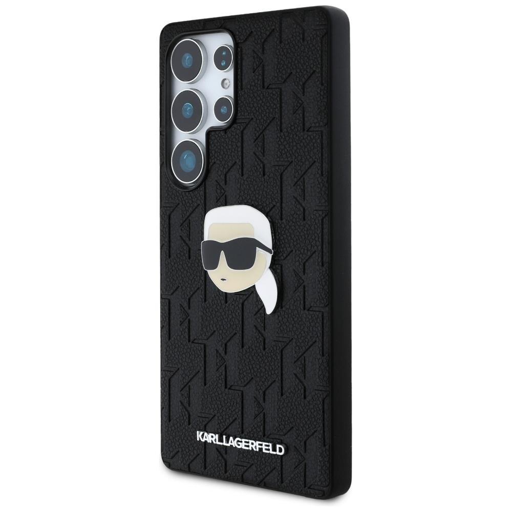 Karl Lagerfeld Leather Monogram Pin Logo Case for Samsung Galaxy S25 Ultra Black