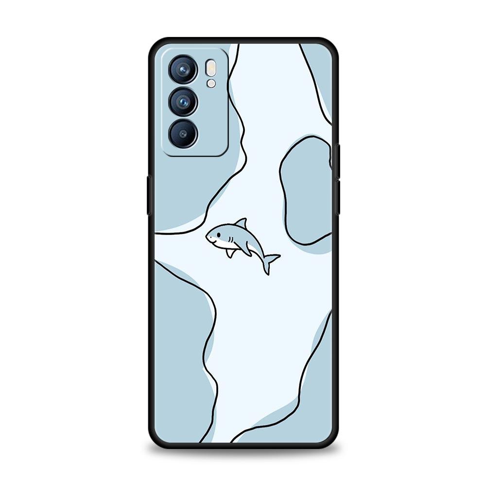 Seaside Sharks Pattern Phone Case For Oppo A17 A31 A54 A57 A78 A79 A98 Find X5 X6 Reno 6 7 8 10 11 12 13 F Pro 5G Soft TPU Cover