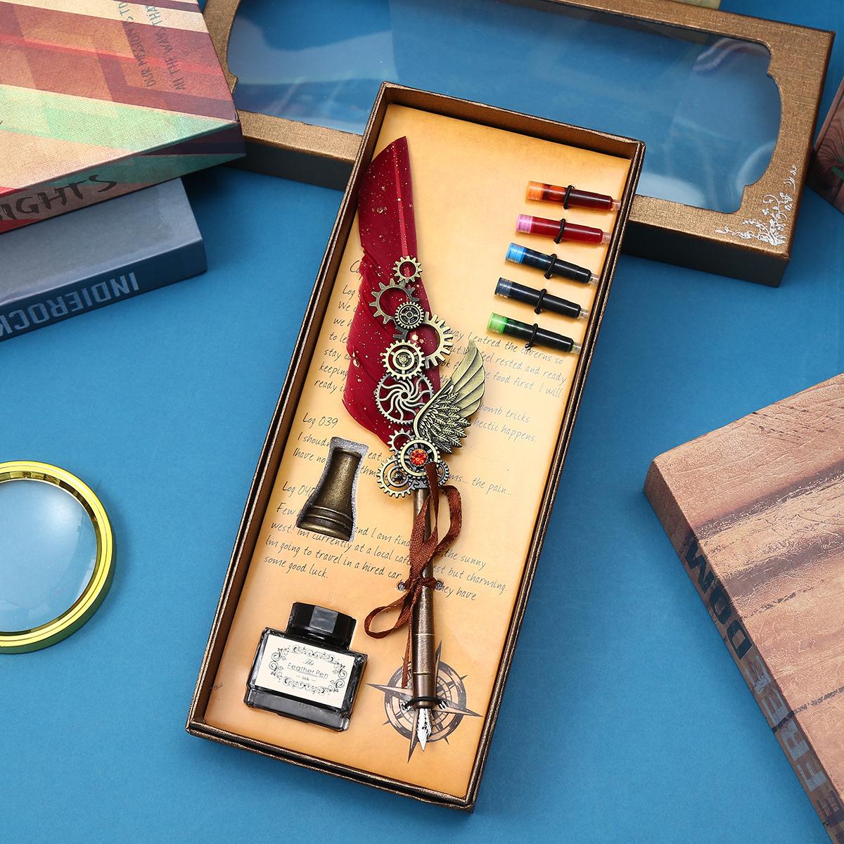 

Креативная подарочная коробка с перьевой ручкой, механическая стимпанк, перьевая ручка для письма, подарок на День учителя 0.5mm