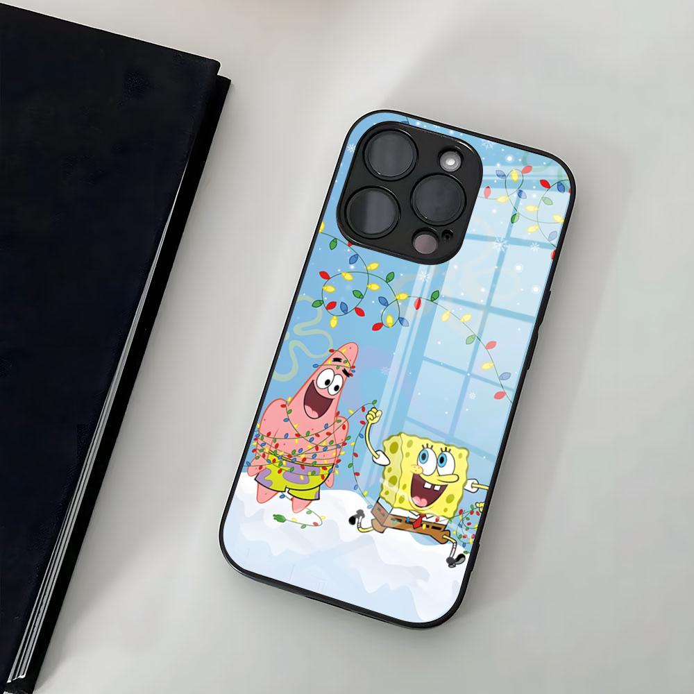 SpongeBob Cartoon Phone Case For IPhone 17 Air 16 15 14 Pro 13 11 12 XR XS ProMAX 7 8 Plus Glass Cover
