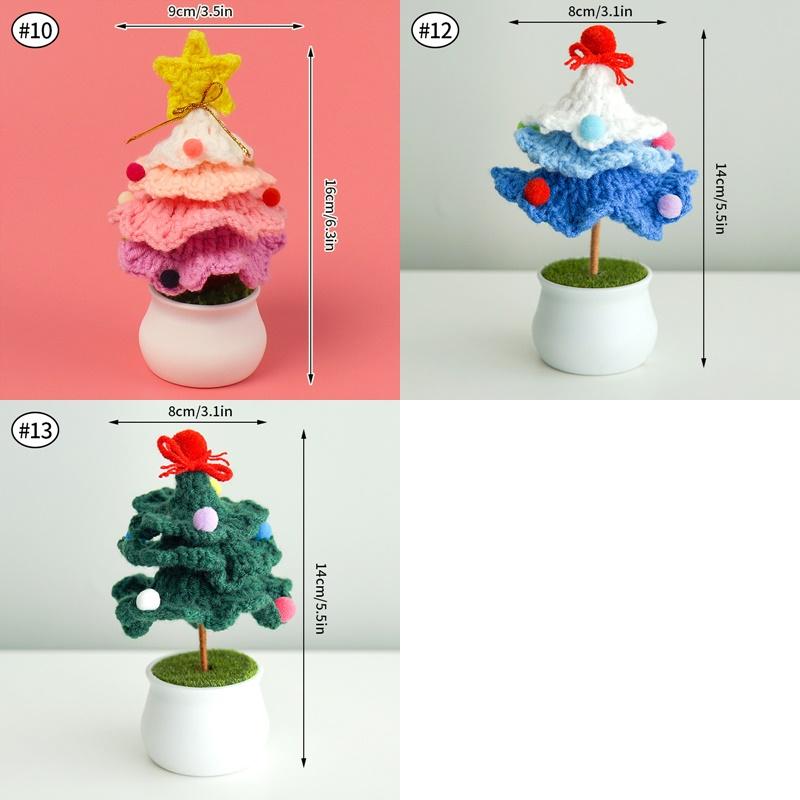 Christmas Tree Yarn Potted Plant Woven Crochet Finished Hand Ornaments Xmas Desktop Decoration Navidad New Year Christmas Gifts