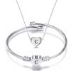 Diy 26 Letters Fadeless Stainless Steel Heart Pendant Necklace Bracelet Set For Women
