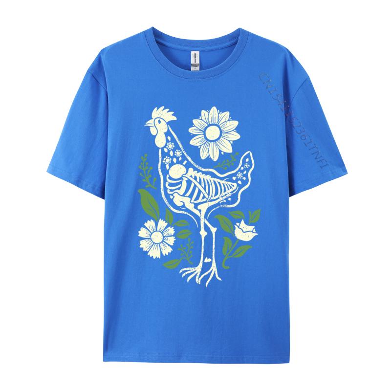 Floral Skeleton Farm Eggs Farmer Hen Chicken Flower Animal Normal Casual Top T-Shirt Tees For Men Company Cotton Gift T-Shirts