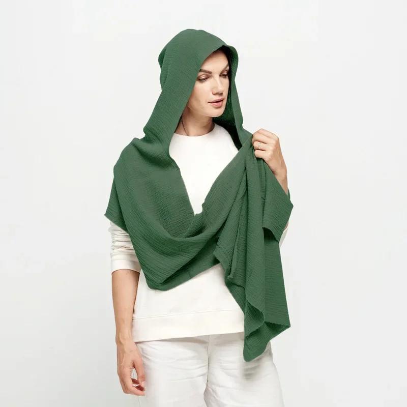 New European and American Men's Scarf with Hat Retro Cotton and Linen Scarf Autumn and Winter Warm Outdoor Sand Dune Shawl