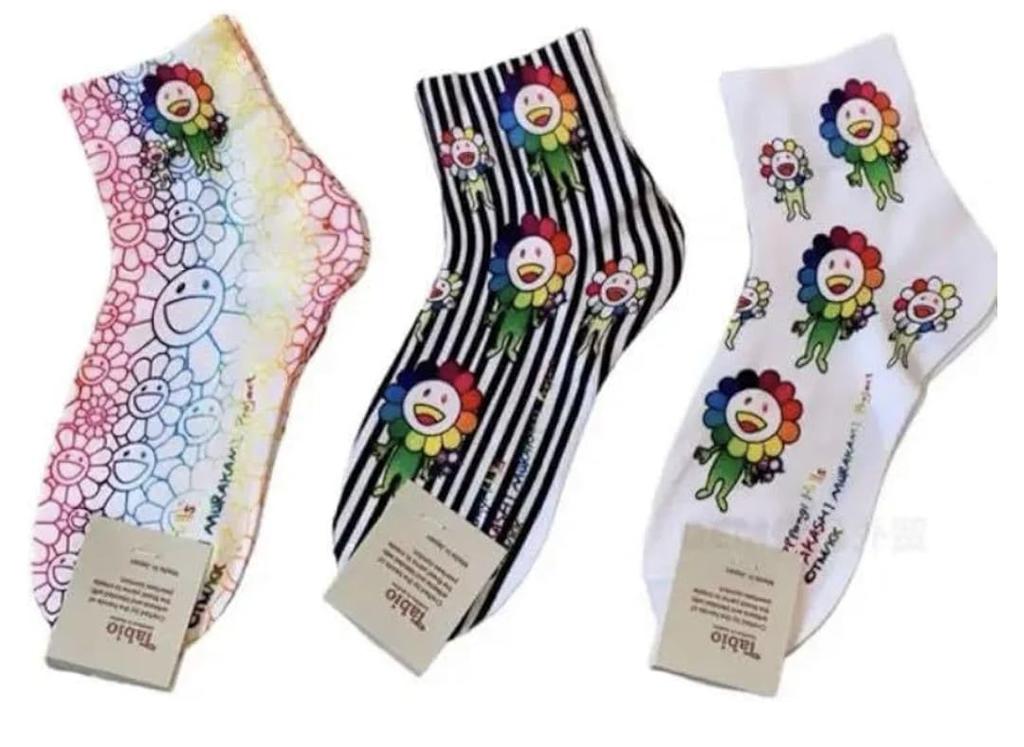 Tabio Takashi Murakami Flower Socks, 3-Pair Set, Sizes 25-27cm, Hobby Goods