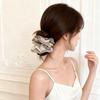 High-End Korean Plaid Lace Scrunchie for Women - Oversized Hair Tie & Bun Accessory