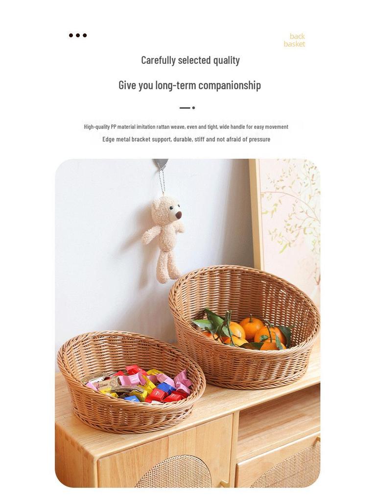 Rattan-Style Angled Bread, Fruit & Snack Display Basket