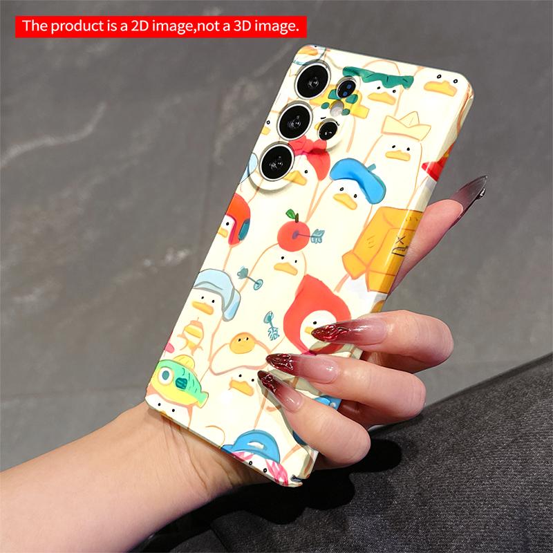 2DFlat Samsung Phone Case Cute Duck Family In Colorful Hats and Accessories Applicable To Galaxy S23 S24 S25ULTRA S26 A12 A14 A15 A16 A54 A55