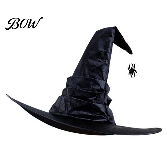 Festival Party Headwear Halloween Witch Wizard Hat, Adult Kids Cosplay Cone Hat with Spider Pointed Web Star Decor, Gothic Costume Prop, Trick
