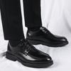 British Business Dress Wedding Groom Leather Shoes Men's Korean Version Autumn Black Leather Breathable Inner Height Increase Casual Shoes