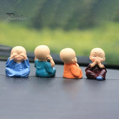 4 pezzi piccolo monaco ornamento non ascoltare vedere parlare muoversi resina artigianato monaco da tavolo figura figurina statua casa ufficio auto cruscotto decorazione
