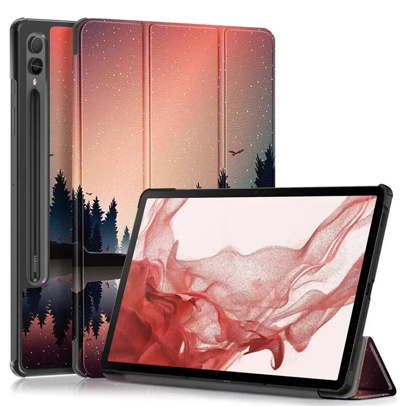 Чехол для Samsung Tab S10 Plus 12,4 Тройной магнитный кожаный чехол-подставка Жесткая умная обложка для Galaxy Tab S10 Plus S10+ Чехол X820 X826 S10 Plus (12.4 inch) beige