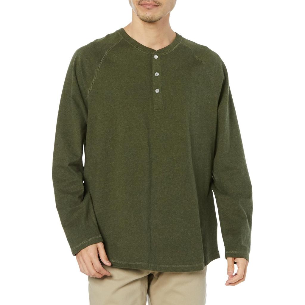 Amazon Essentials Men's Regular-Fit Long-Sleeve Henley Shirt Heather Olive XL