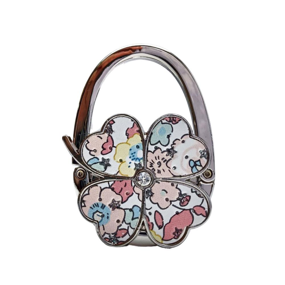 Durable Four Leaf Clover Handbag Hook Flowers Foldable Purse Hanger Creative Pretty Purse Holder for Table