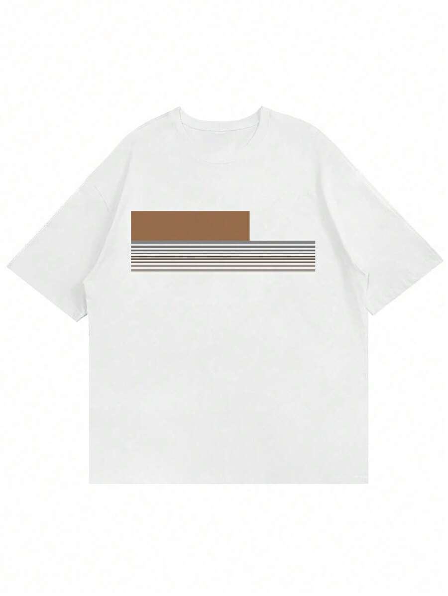 

Unisex s Casual Striped Print Round Neck Short Sleeve T-Shirt, Summer L