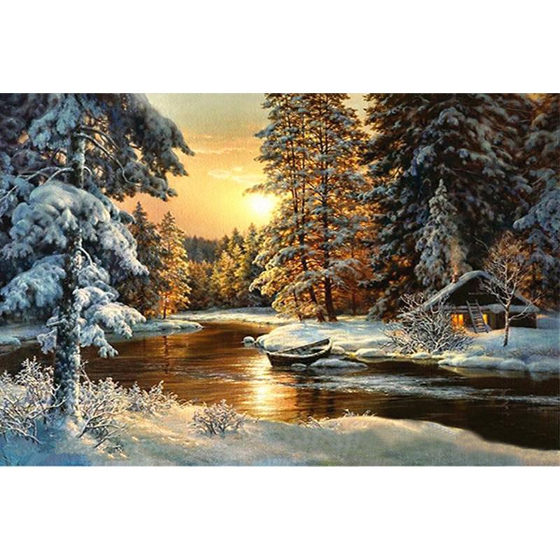 Pictură cu diamant 5D DIY Peisaj natural Mozaic Broderie Animale cu punct de cruce Decorare artizanală