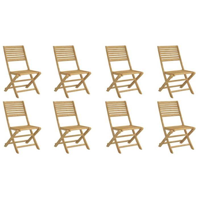 VidaXL Folding Garden Chairs Set of 8 Solid Acacia Wood, Wooden Garden Chair, Folding Chair, Furniture 3214229