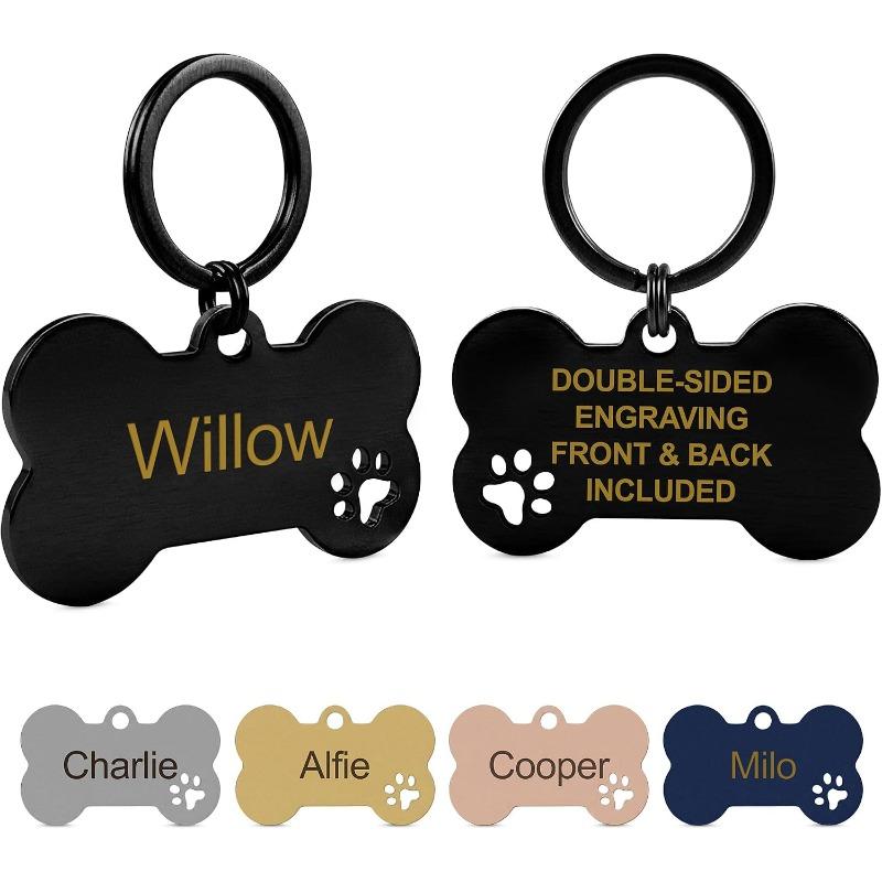 Pet ID Tag Personalized Free Engraved Keychain for Cat Puppy Dog Tag Pendant Keyring Bone Paw Bone Pet Accessories 7