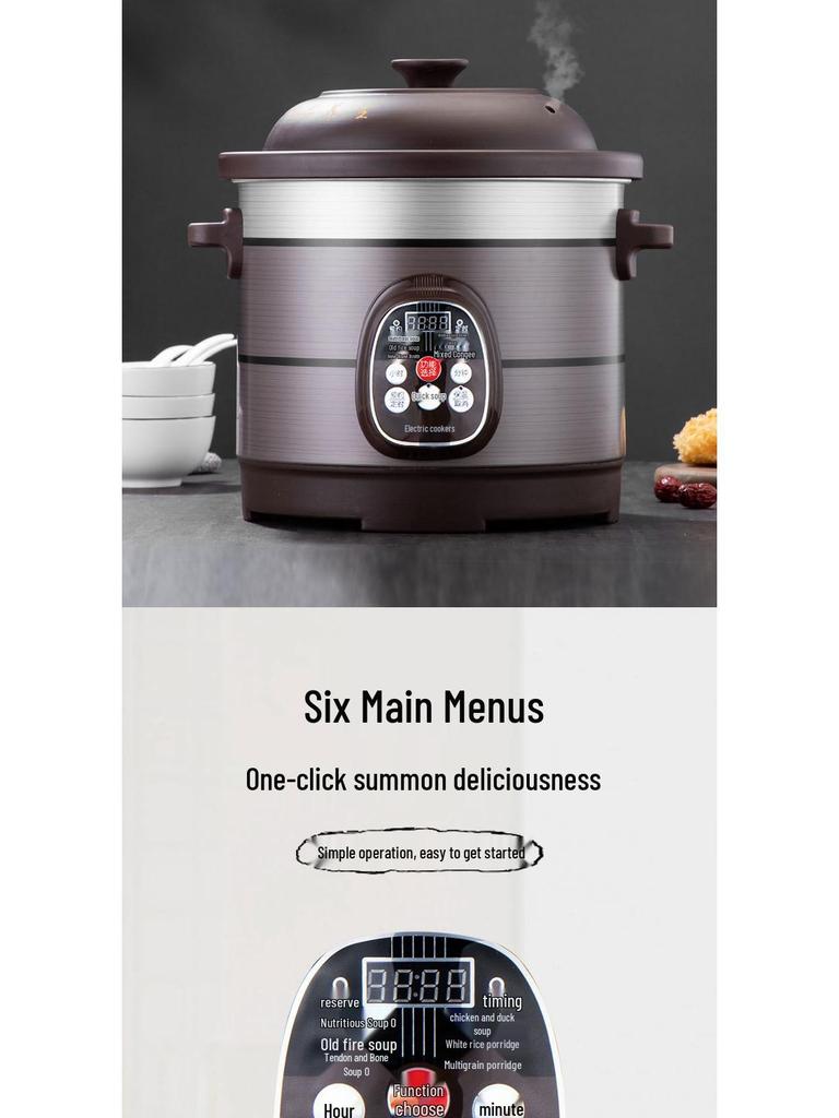 Automatic Purple Clay Slow Cooker: Multi-Function Soup, Porridge & Baby Food Pot