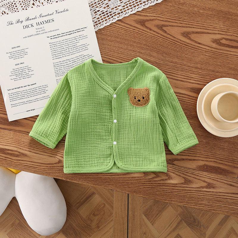 Baby Lightweight Korean-Style Bear Cardigan - Breathable, Comfortable Gauze Design
