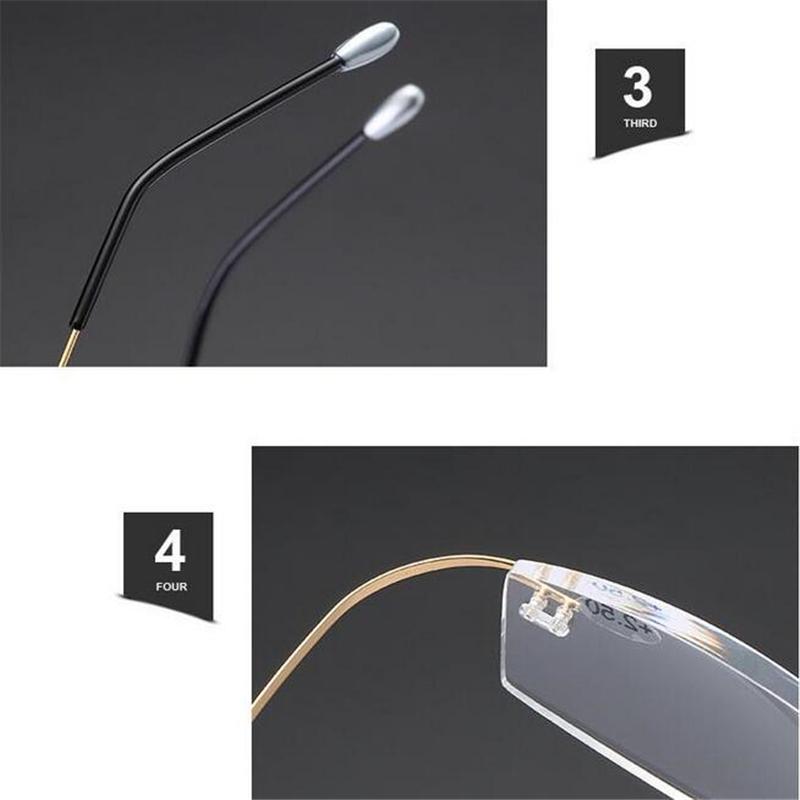 Frameless Square Nearsighted Glasses for Women Men Rimless Short Sight Eyewear Diopter -1 to -4 0 Lightweight Comfortable