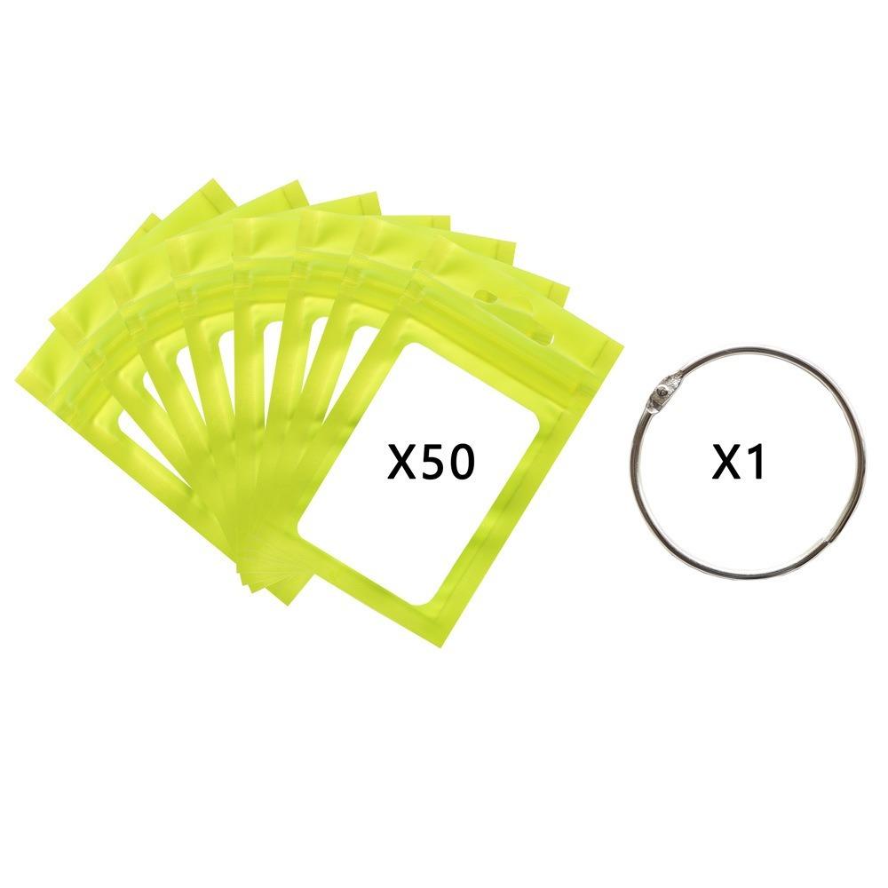 

50PCS Reusable Colorful Aluminum Foil Bag with Hang Hole Self Adhesive Bags Embroidery Accessories Green-A