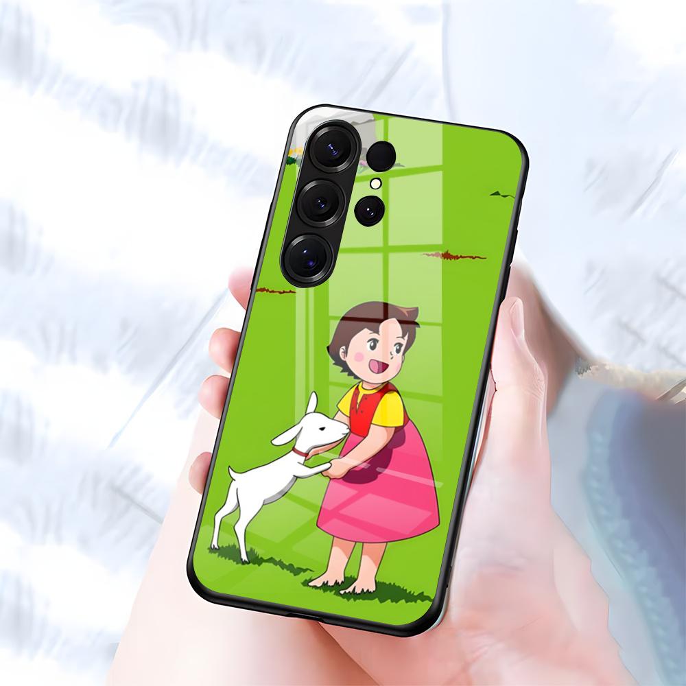 

Мультяшный чехол для телефона Heidi для Samsung S26 S25 S24 FE S23 S22 S21 Plus S20 Ultra Note20Ultra Черная стеклянная крышка Galaxy S21 Ultra 5G