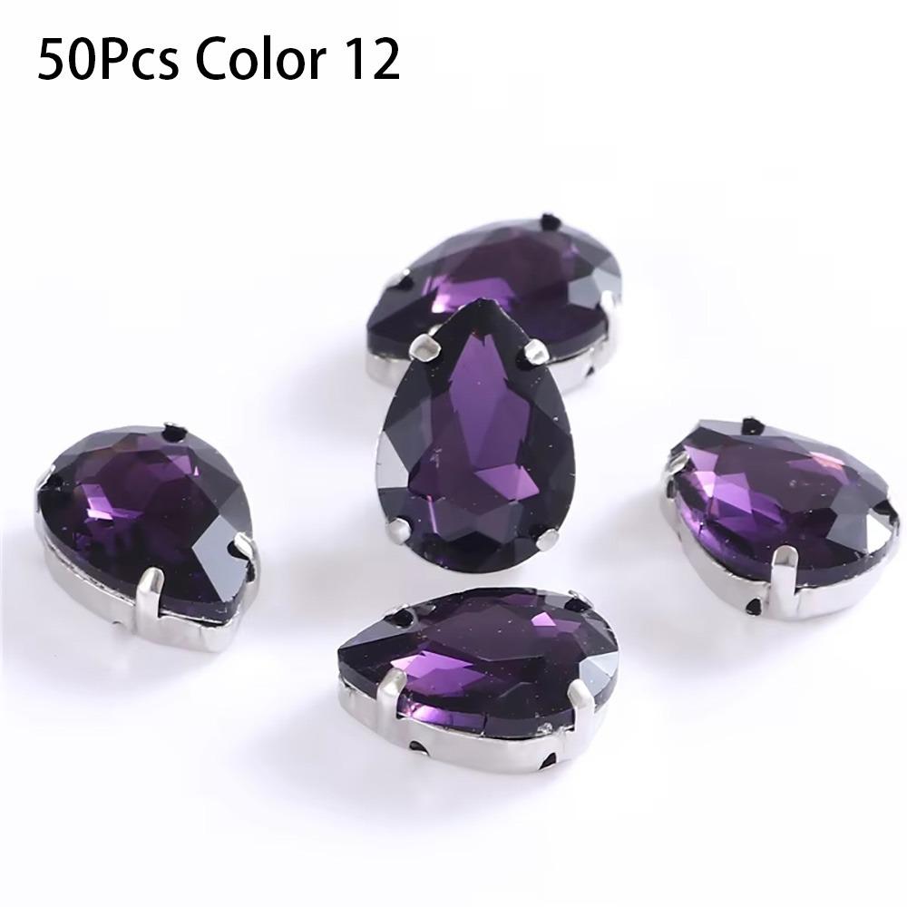50Pcs/Pack Teardrop Shape Glitter Sewing Rhinestones Diamond Beads Ornament  For Needlework