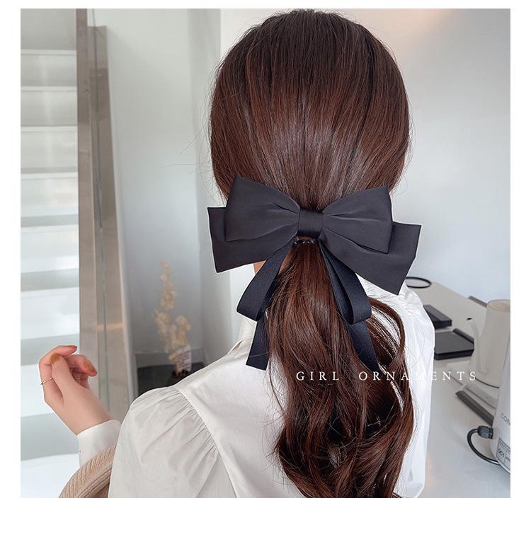 

Заколка для волос с бантом из атласной драпировки, трехслойная - высококачественный однотонный головной убор