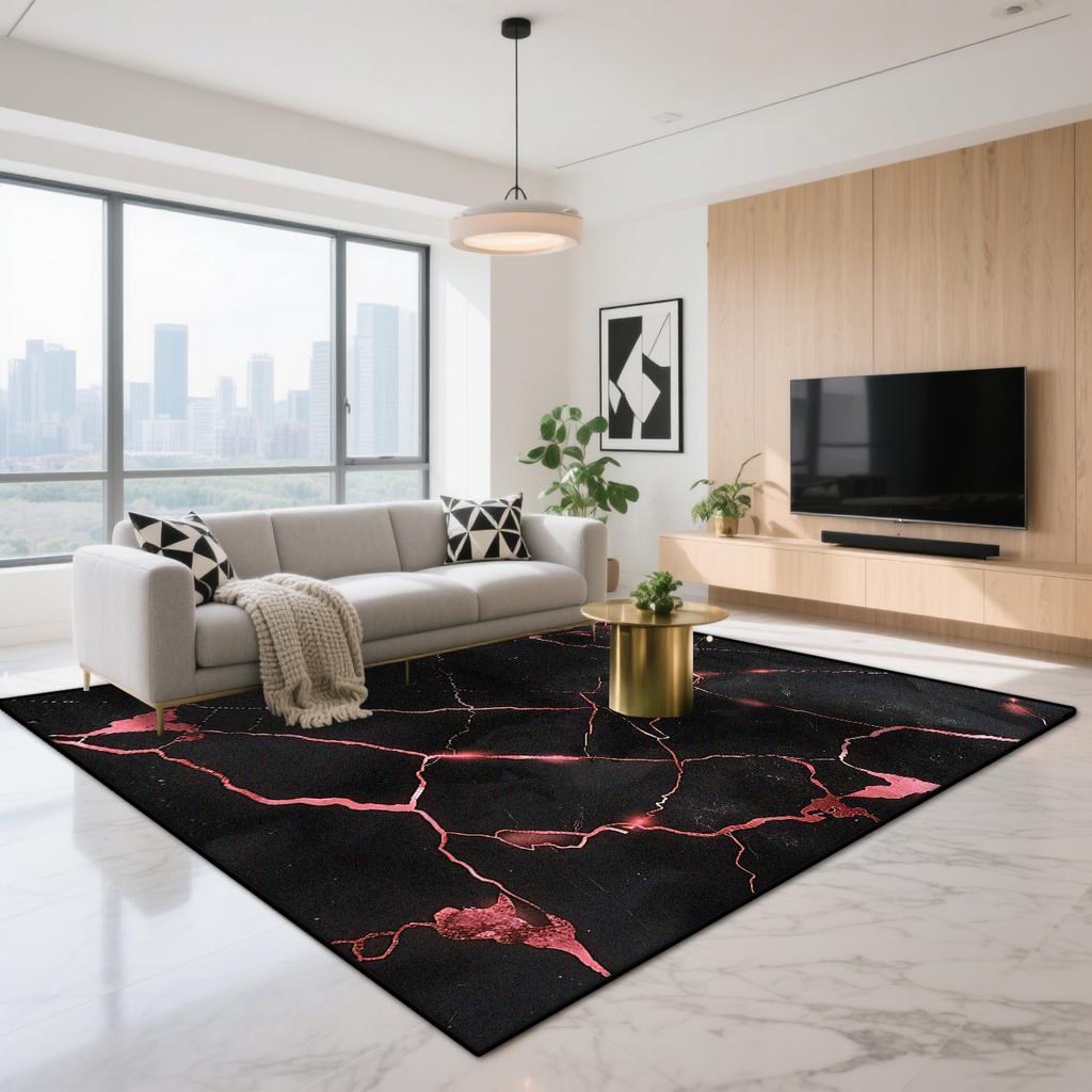 Luxury Black Marble Carpet for Living Room Modern Decoration Lounge Large Area Rugs Short Velvet Bedroom Bedside Floor Mat Soft