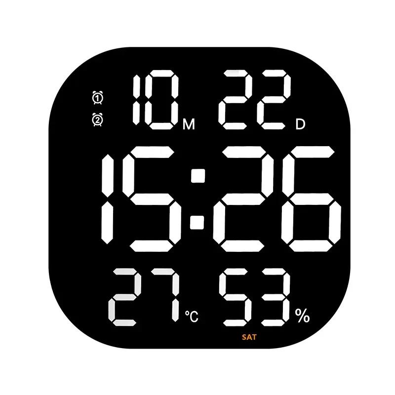 13inch LED Large Digital Wall Clock with Remote Control TEMP Humidity Week Auto Dimmer 12/24H Alarm Clock for Home Office Decor