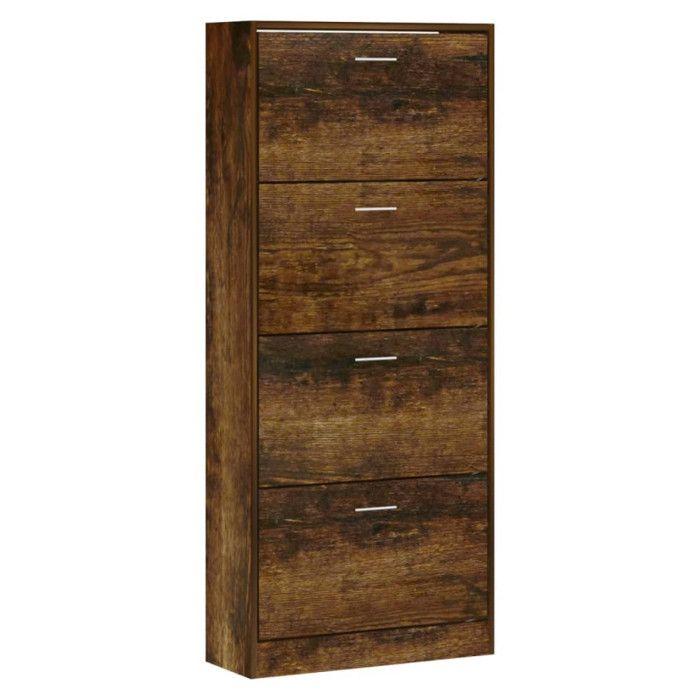 VidaXL Armoire à chaussures Chêne fumé 63x24x147 cm Bois d'ingénierie 342547