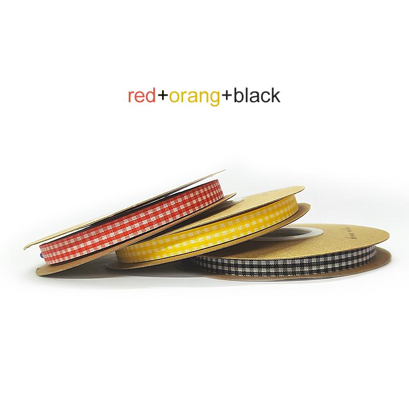 8 Rolls Plaid Ribbon Grid Ribbon Checked Polyester Ribbon 3/8" Fabric Ribbon Roll for Hair Accessories Craft Christmas Gift Wrap