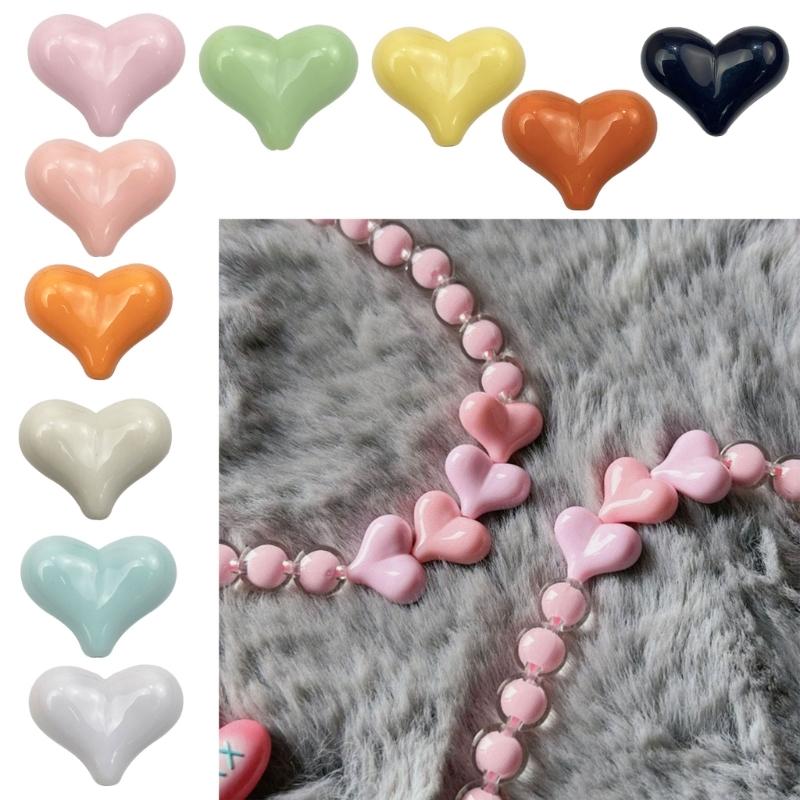 Heart Loose Beads Acrylic Heart Bead Spacer Beads for DIY Phone Wrist Strap Bracelets Earrings Jewelry Making Supplies