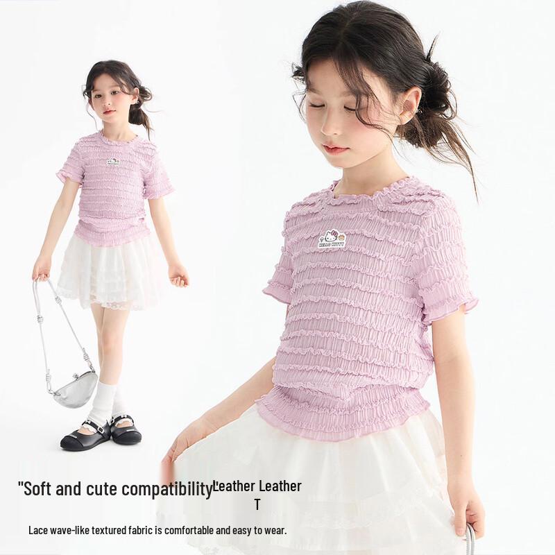 Hello Kitty Girls 2026 Summer Ruffle Short T-shirt 120