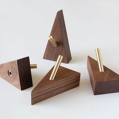 Triangular Wood Wall Hook Wooden Base Metal Hook Rustic Wall Mounted Hook Coat Hanger for Home Entrance Living Room Bedroom
