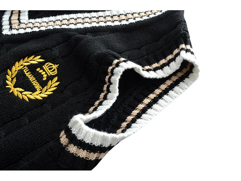 British Style Embroidered Crown V-Neck School Sweater Vest