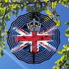 UK Flag and Crown Metal Wind Spinner Outdoor Garden Decor Rotating 3D Art for Yard Patio Holidays Patriotic Celebrations No Electricity Needed