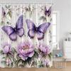 Romantic Rose Shower Curtain - Vibrant Floral & Butterfly Designs for Elegant Bathroom Décor, Waterproof, Easy Care & Soft Touch