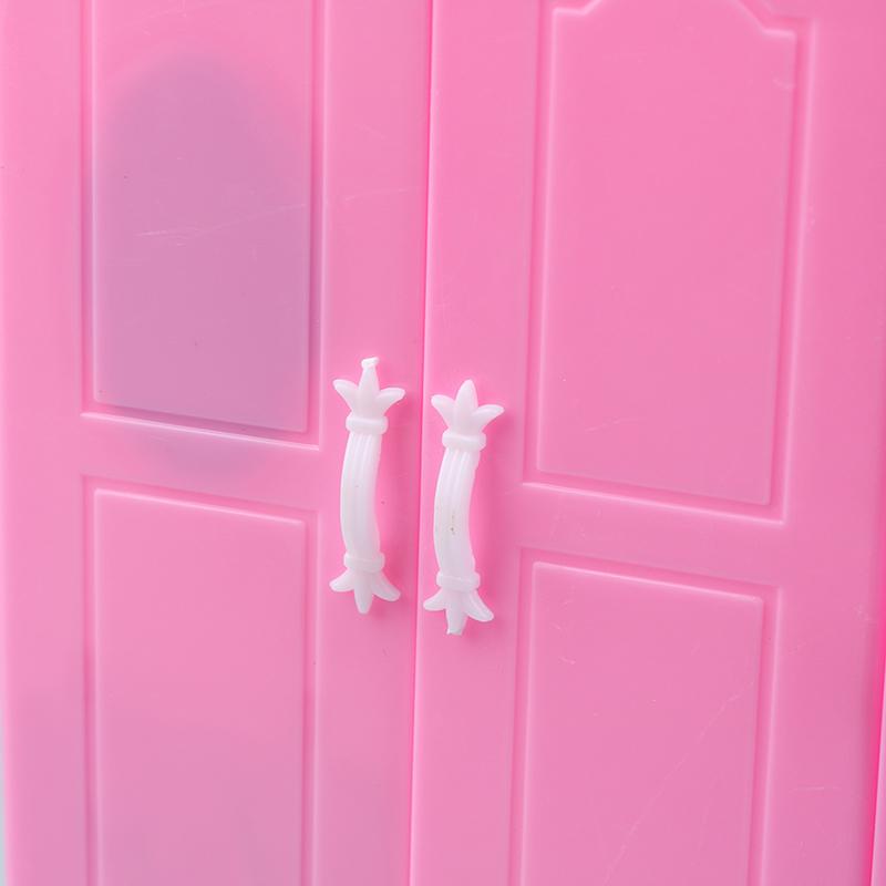 1/12 1/6 Miniaturní růžový plastový šatník domeček pro panenky pro doplňky domečku pro panenky