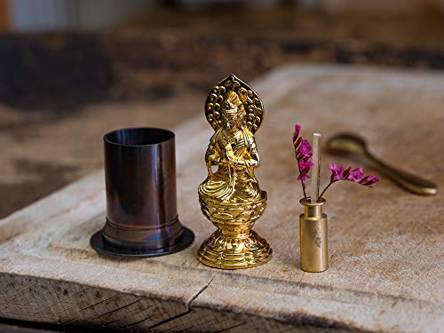 Klein 6,8cm (vergoldet/24 Karat Gold) Buddhistische Statue von Keishu Watanabe. Originalmodell (im Jahr des Pferdes geboren). Schutzgottheit des Tierkreises. Takaoka