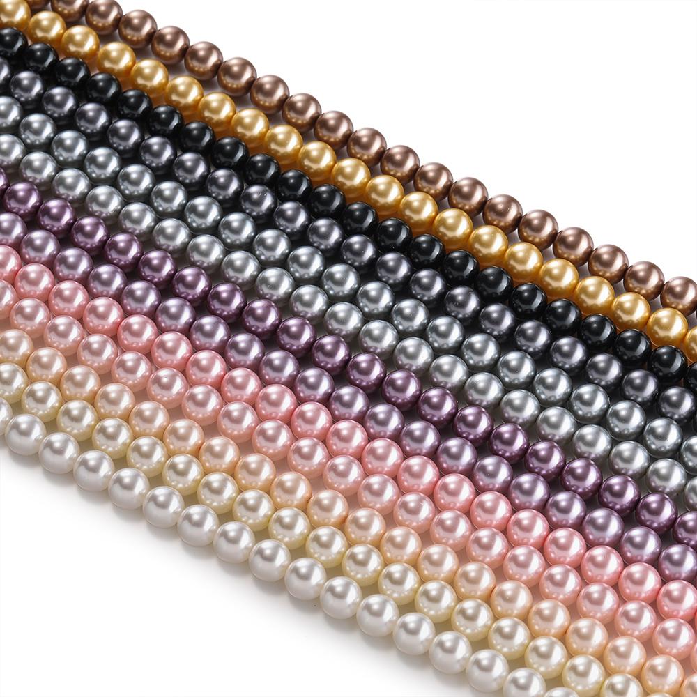1Strand 4-10mm About 39-96pcs Glass Artificial Pearl Round Spacer Loose Beads for DIY Jewelry Bracelets Necklaces Making Supplie